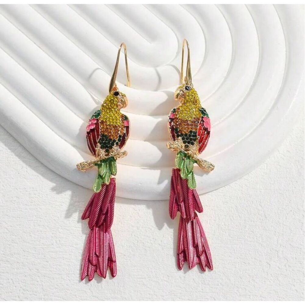 Jeweled Parrot Earrings